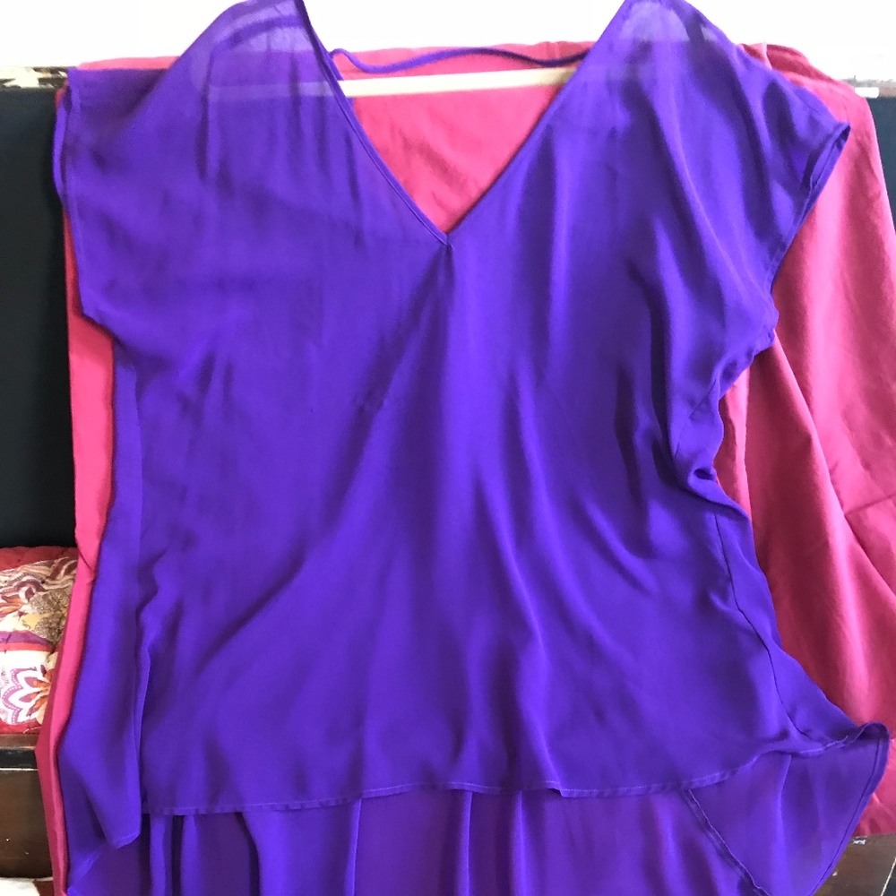 SHEER BRIGHT PURPLE TUNIC, 2X (fits 3X), NWOT